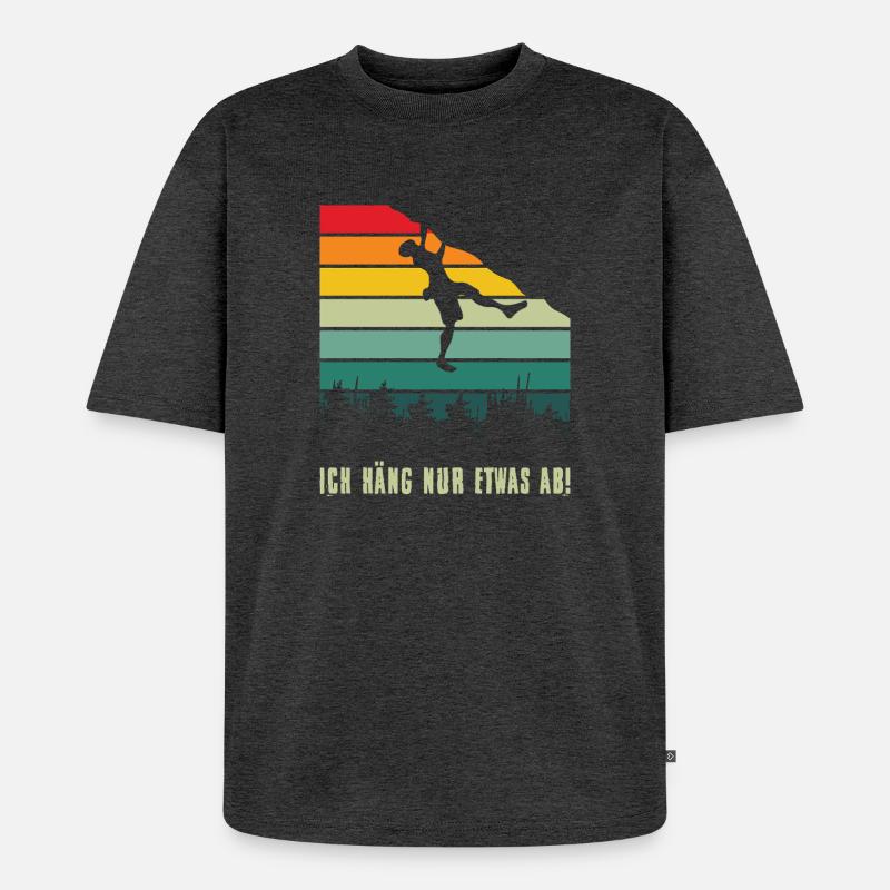 Bouldern Geschenke Klettern Kletterer Boulderer - Unisex Premium Oversized Bio T-Shirt - Anthrazit meliert