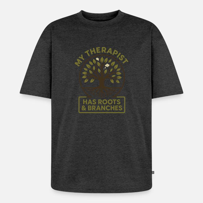 Forest Walk Overthinker Mental Reset - Unisex Premium Oversized Bio T-Shirt - Anthrazit meliert