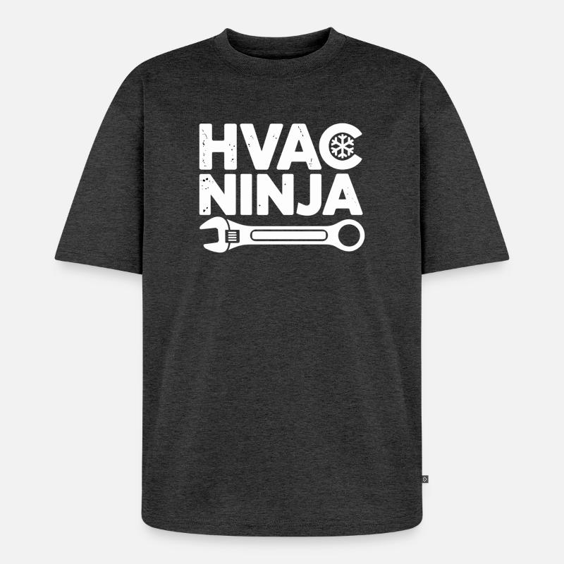 HVAC Ninja Techniker Reparatur Experte Design - Unisex Premium Oversized Bio T-Shirt - Anthrazit meliert