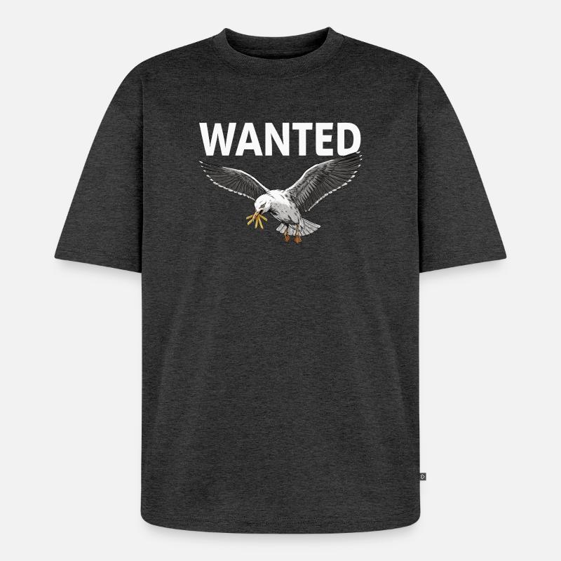 Gesuchte Pommes-möwe - Unisex Premium Oversized Bio T-Shirt - Anthrazit meliert