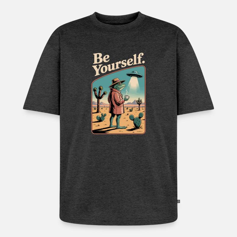 Sei du selbst, cooler Kröte. - Unisex Premium Oversized Bio T-Shirt - Anthrazit meliert