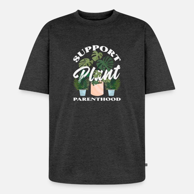 Unterstützung Der Pflanzenelternschaft - Unisex Premium Oversized Bio T-Shirt - Anthrazit meliert