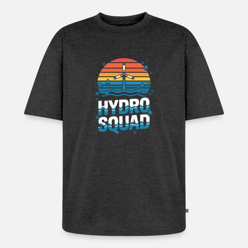 Hydro Squad Wasserkraft Team Erneuerbare Energie - Unisex Premium Oversized Bio T-Shirt - Anthrazit meliert