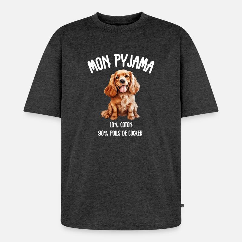 Cocker Spaniel Hundehaar-Pyjamas - Unisex Premium Oversized Bio T-Shirt - Anthrazit meliert