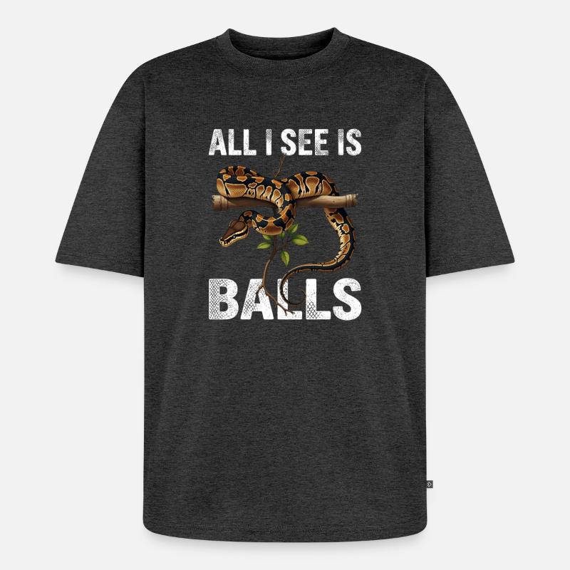 Königspython Schlangen Liebhaber Terrarium Python - Unisex Premium Oversized Bio T-Shirt - Anthrazit meliert
