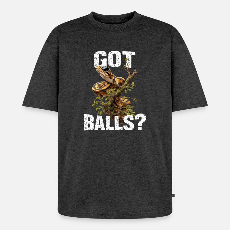 Königspython Schlangen Liebhaber Terrarium Python - Unisex Premium Oversized Bio T-Shirt - Anthrazit meliert
