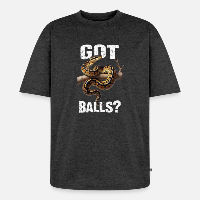 Königspython Schlangen Liebhaber Terrarium Python - Unisex Premium Oversized Bio T-Shirt - Anthrazit meliert