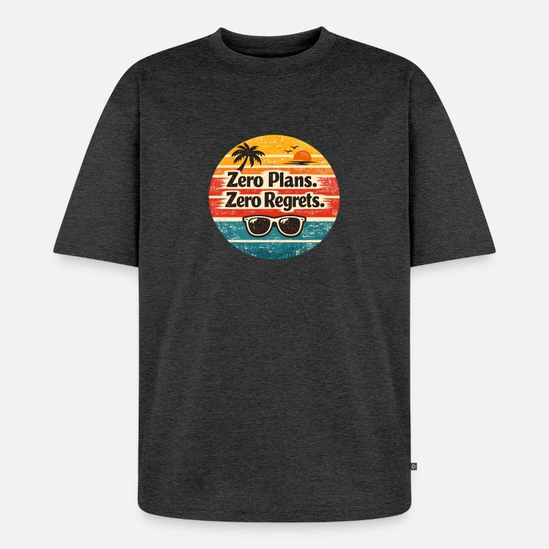 Strandvibes – Zero Plans Zero Regrets - Unisex Premium Oversized Bio T-Shirt - Anthrazit meliert
