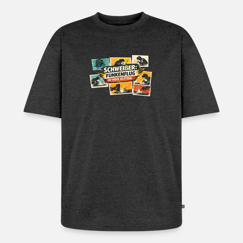 Funkenflug Glitzerkraft - Unisex Premium Oversized Bio T-Shirt - Anthrazit meliert