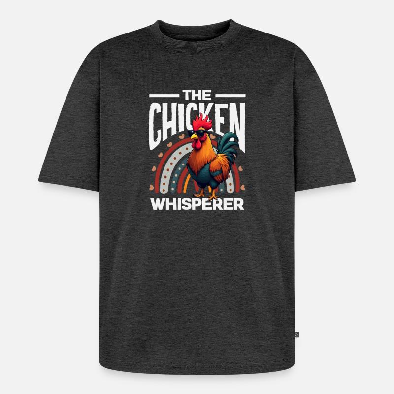 Der Hühnerflüsterer Cooler Hahn - Unisex Premium Oversized Bio T-Shirt - Anthrazit meliert