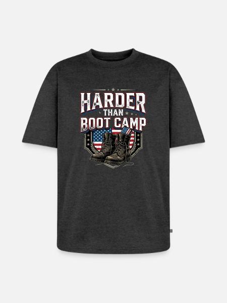 Army Mama Harder Than Boot Camp - Unisex Premium Oversized Organic T-Shirt - heather anthracite