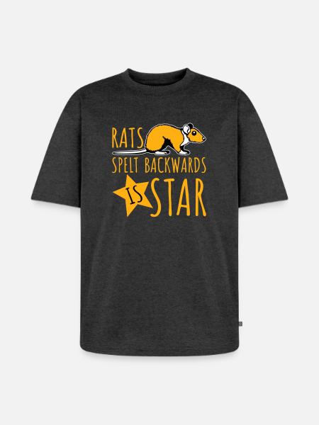 Rats Spelt Backwards Is Star Lustiger Ratte Spruch - Unisex Premium Oversized Organic T-Shirt - heather anthracite