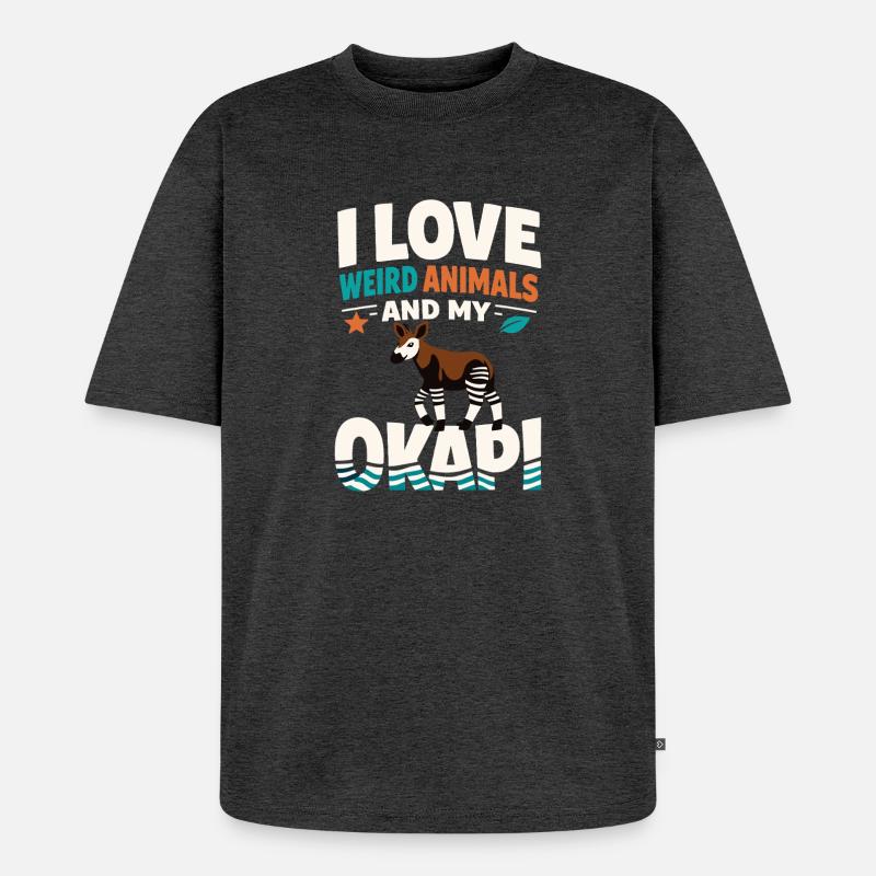 Okapi-liebhaber Okapi-tier Seltene Tierweltliebe - Unisex Premium Oversized Bio T-Shirt - Anthrazit meliert