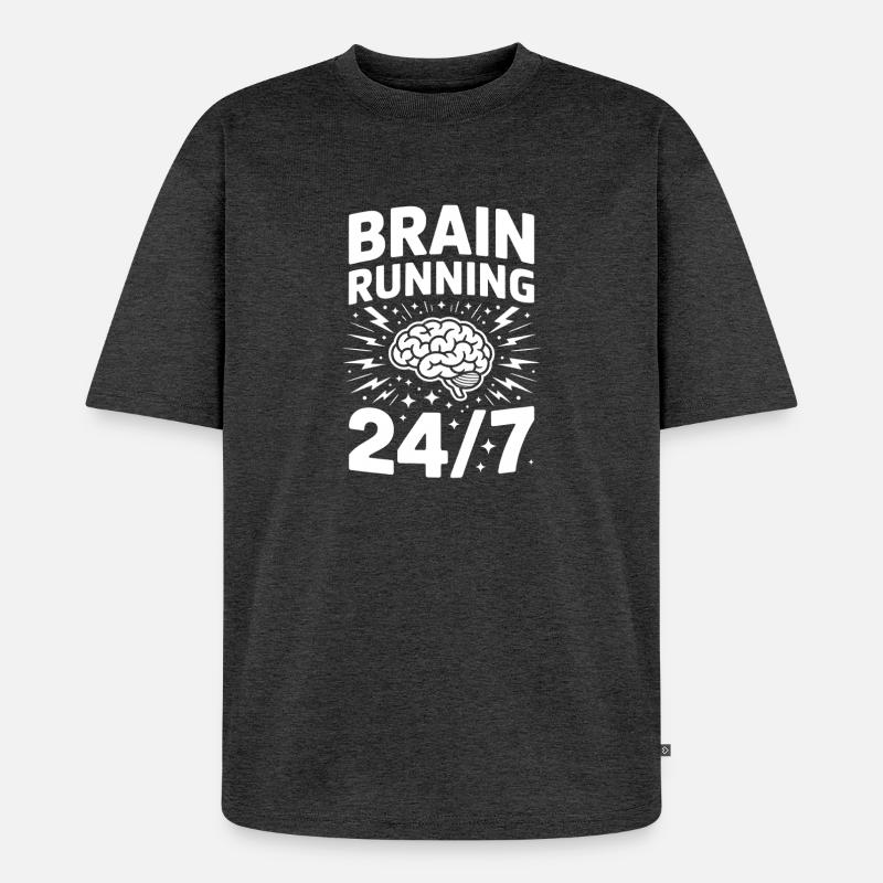 Brain Running ADHS Chaos - Unisex Premium Oversized Bio T-Shirt - Anthrazit meliert