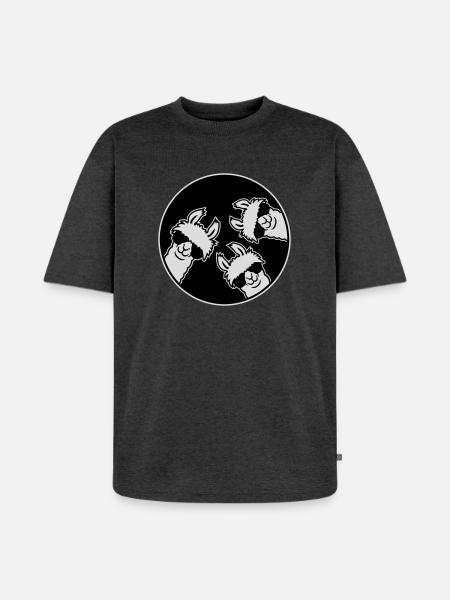 Tre Lama Fighe, Distintivo a Cerchio di Occhiali da Sole Divertente - Maglietta ecologica premium oversize unisex - antracite melange
