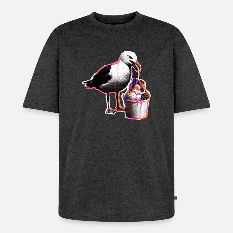 Möwe Isst Eis - Unisex Premium Oversized Bio T-Shirt - Anthrazit meliert