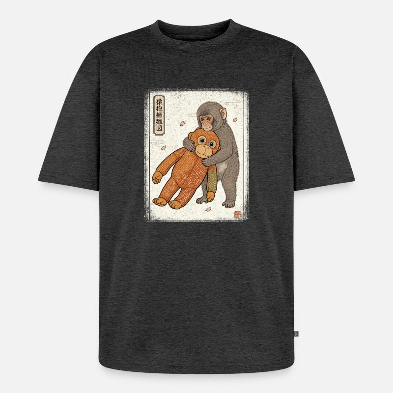 Ukiyo-e Baby Monkey Punch - Unisex Premium Oversized Bio T-Shirt - Anthrazit meliert