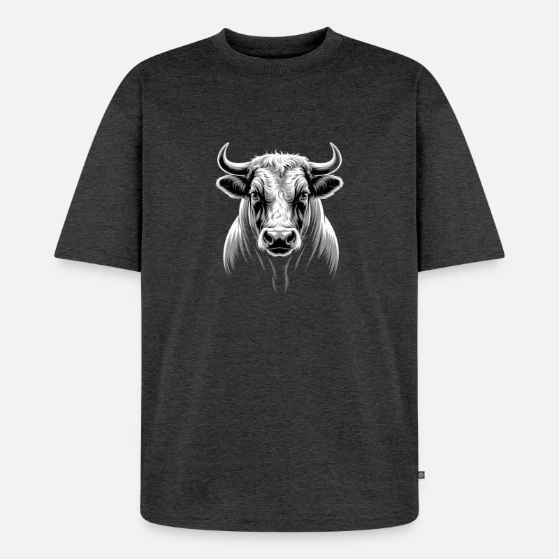 Bulle Stier - Unisex Premium Oversized Bio T-Shirt - Anthrazit meliert