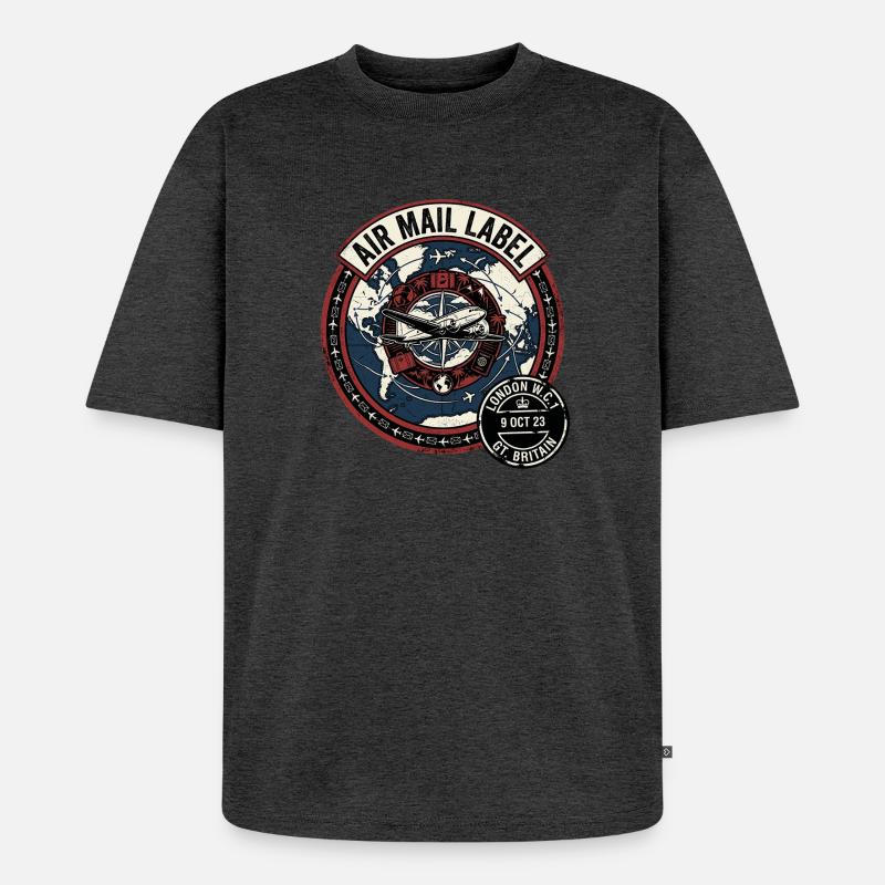 Air Mail England - Unisex Premium Oversized Bio T-Shirt - Anthrazit meliert