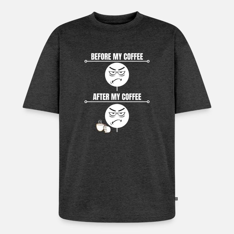 Grumpy Coffee Mood - T-shirt Premium bio oversize Unisexe - anthracite chiné