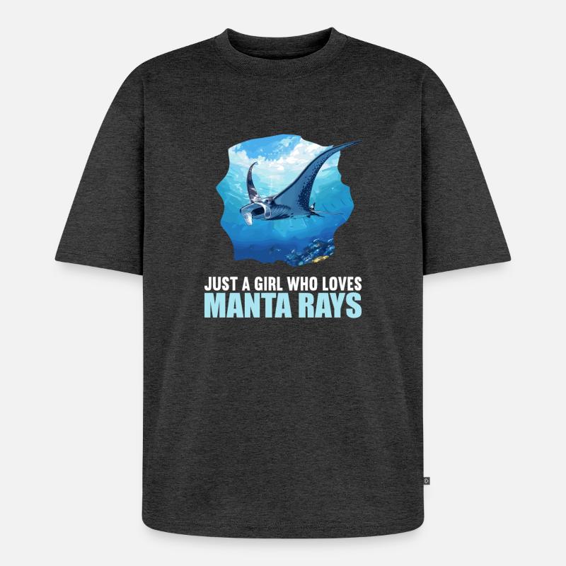 Rays Manta Rays - Unisex Premium Oversized Organic T-Shirt - heather anthracite