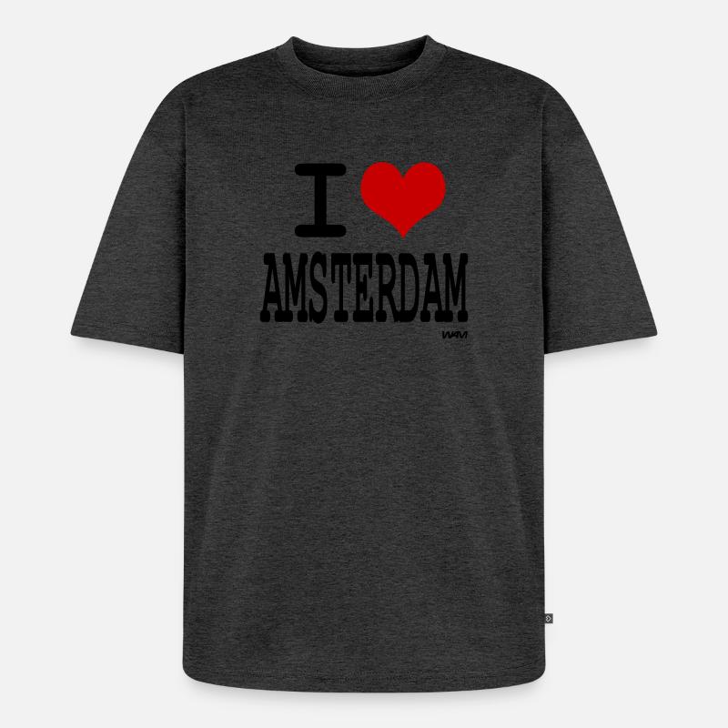 i love amsterdam - Unisex Premium Oversized Bio T-Shirt - Anthrazit meliert