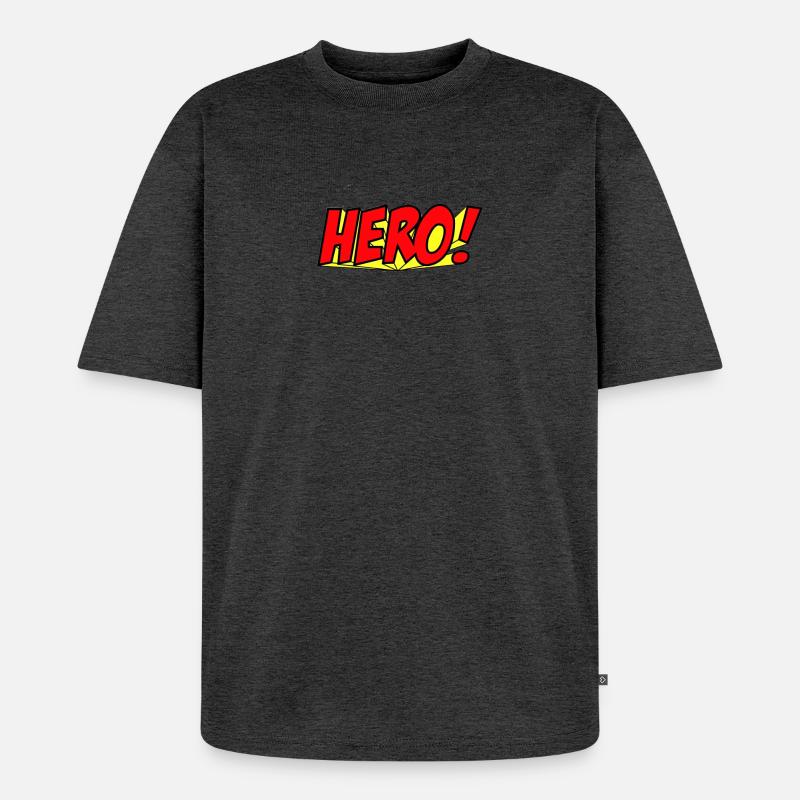 Superhelden Comics Geschichte Illustration - Unisex Premium Oversized Bio T-Shirt - Anthrazit meliert