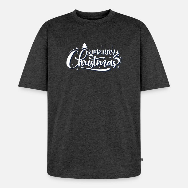 Ornate Merry Christmas Script - Unisex Premium Oversized Organic T-Shirt - heather anthracite