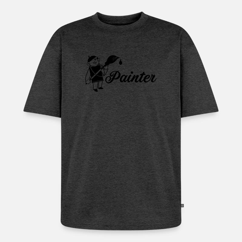 Maler mit Pinsel Text painter - Unisex Premium Oversized Bio T-Shirt - Anthrazit meliert