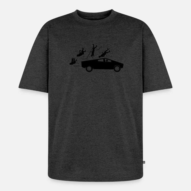 Evolution accident Tesla Cybertruck par Musk - T-shirt Premium bio oversize Unisexe - anthracite chiné