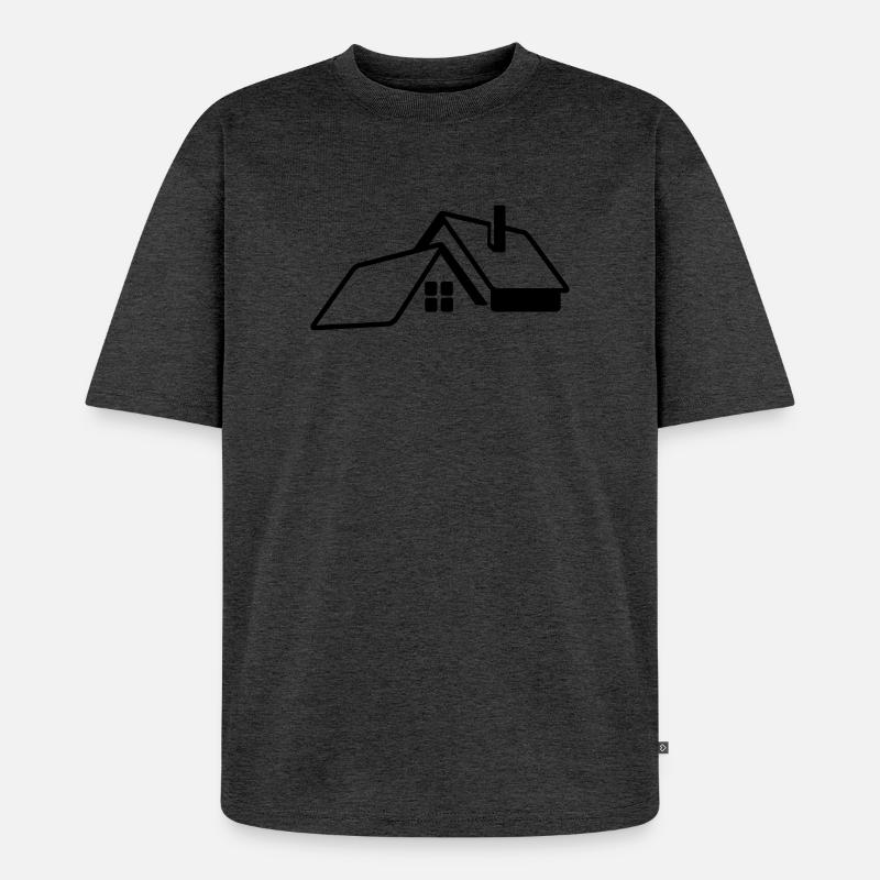 Transparentes Logo des Hauses - Unisex Premium Oversized Bio T-Shirt - Anthrazit meliert