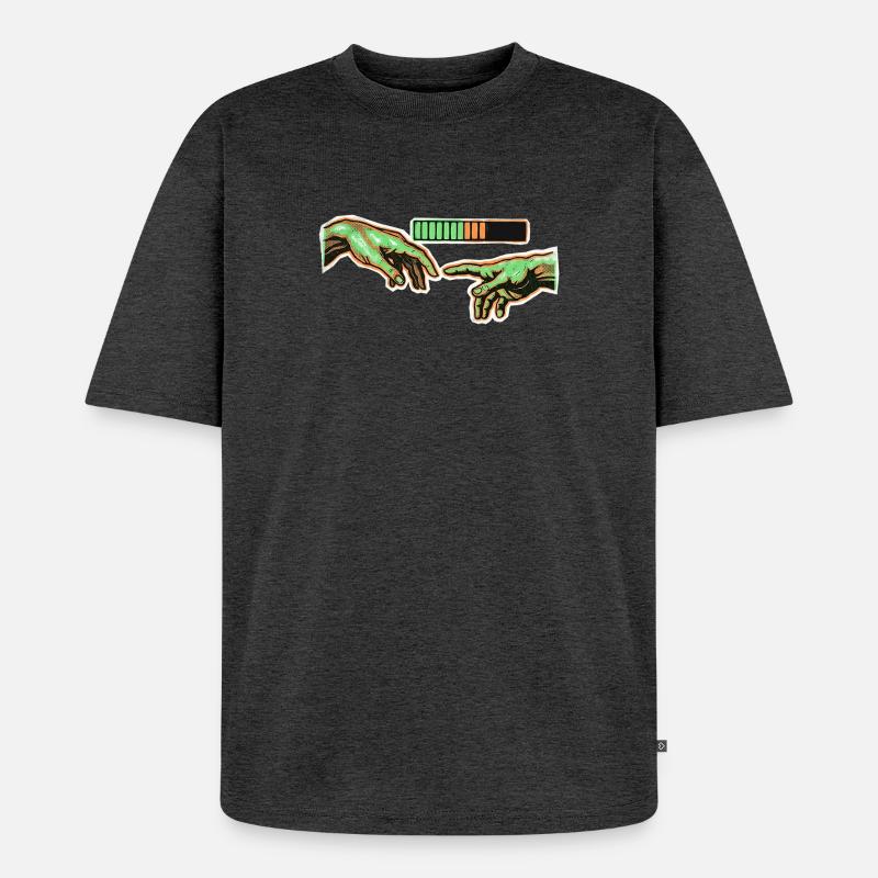 Human Connection Loading - Unisex Premium Oversized Organic T-Shirt - heather anthracite