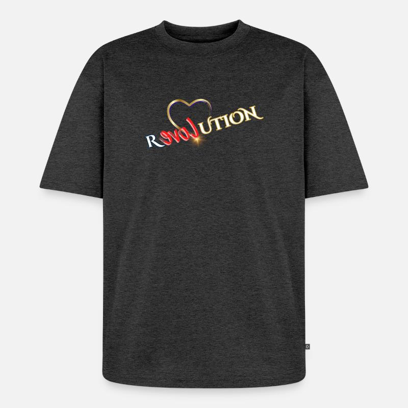 Herz Revolution Sonnenflare Grafik - Unisex Premium Oversized Bio T-Shirt - Anthrazit meliert