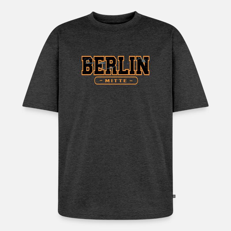 Berlin Mitte Umriss - Unisex Premium Oversized Bio T-Shirt - Anthrazit meliert