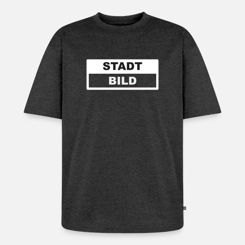 Stadtbild Typografie deutsch - Unisex Premium Oversized Bio T-Shirt - Anthrazit meliert