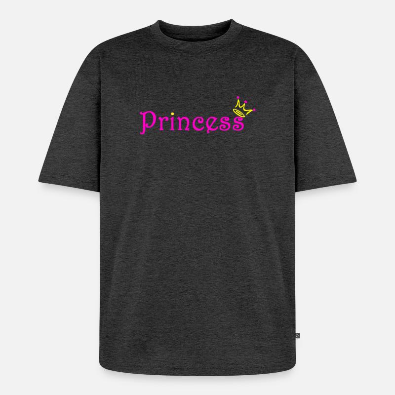 Prinzessin Glitzer Krone - Unisex Premium Oversized Bio T-Shirt - Anthrazit meliert