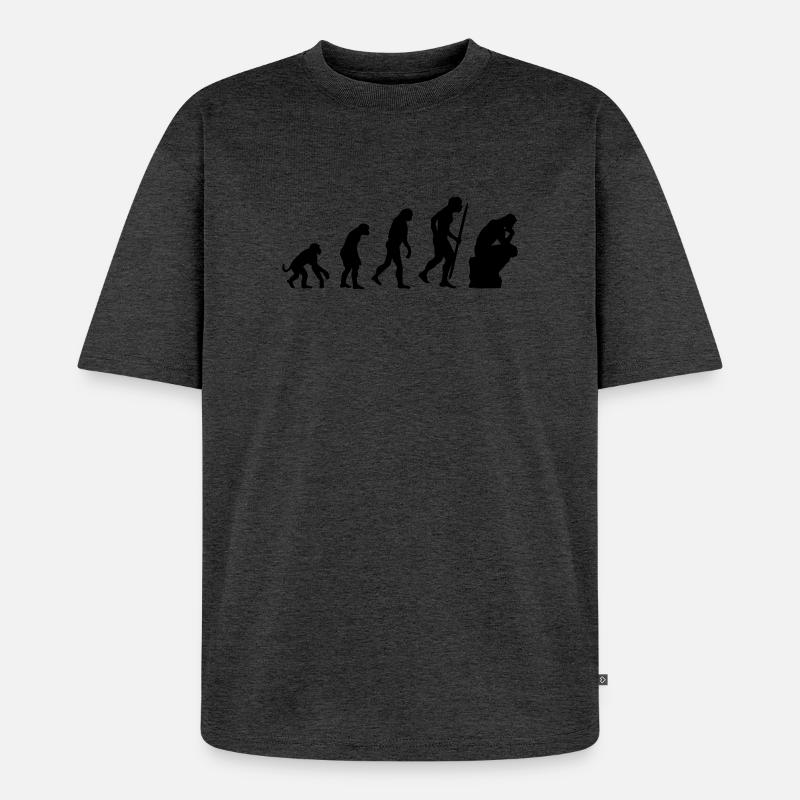 Evolution of the thinker philosophy, philosopher - Unisex Premium Oversized Organic T-Shirt - heather anthracite