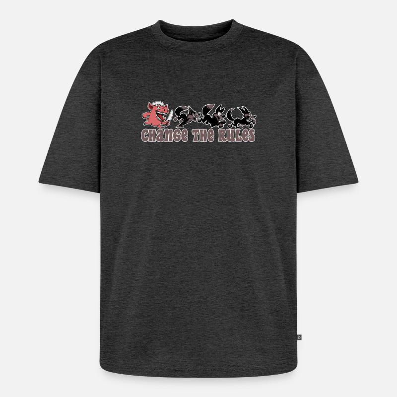 Pig changes the rules! - Unisex Premium Oversized Organic T-Shirt - heather anthracite