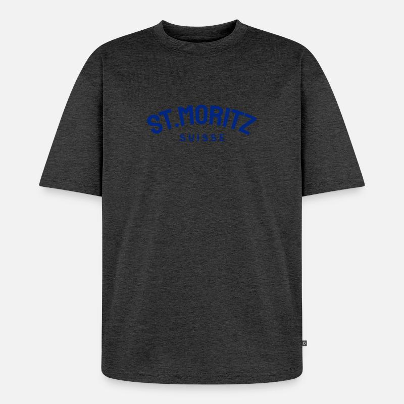 St. Moritz - Suisse - Schweiz - Swiss - Unisex Premium Oversized Bio T-Shirt - Anthrazit meliert