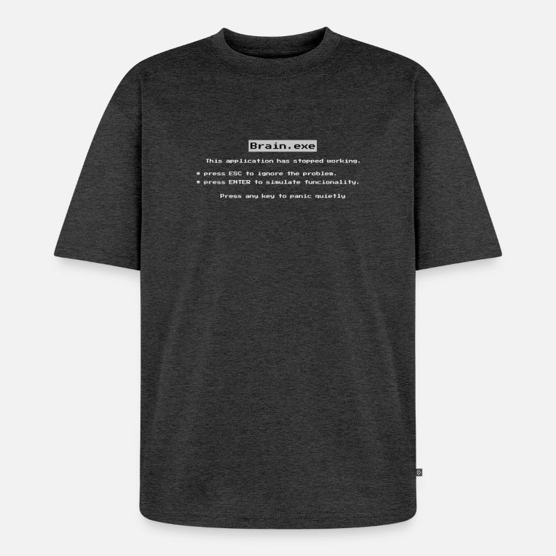 Brain.exe – Funny Computer Error Shirt - Unisex Premium Oversized Organic T-Shirt - heather anthracite