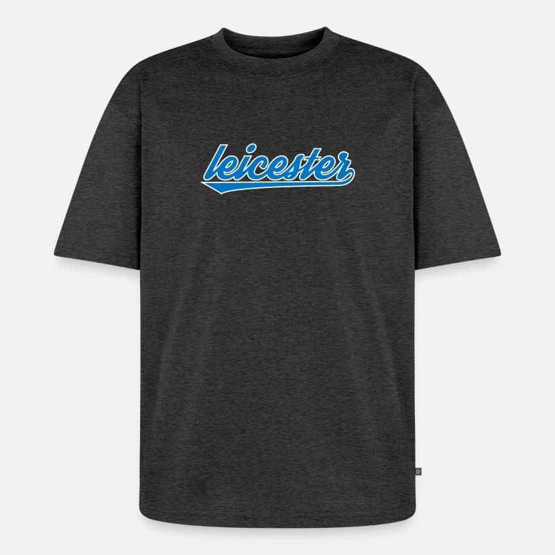 Conception de l’écriture bleue Leicester - T-shirt Premium bio oversize Unisexe - anthracite chiné