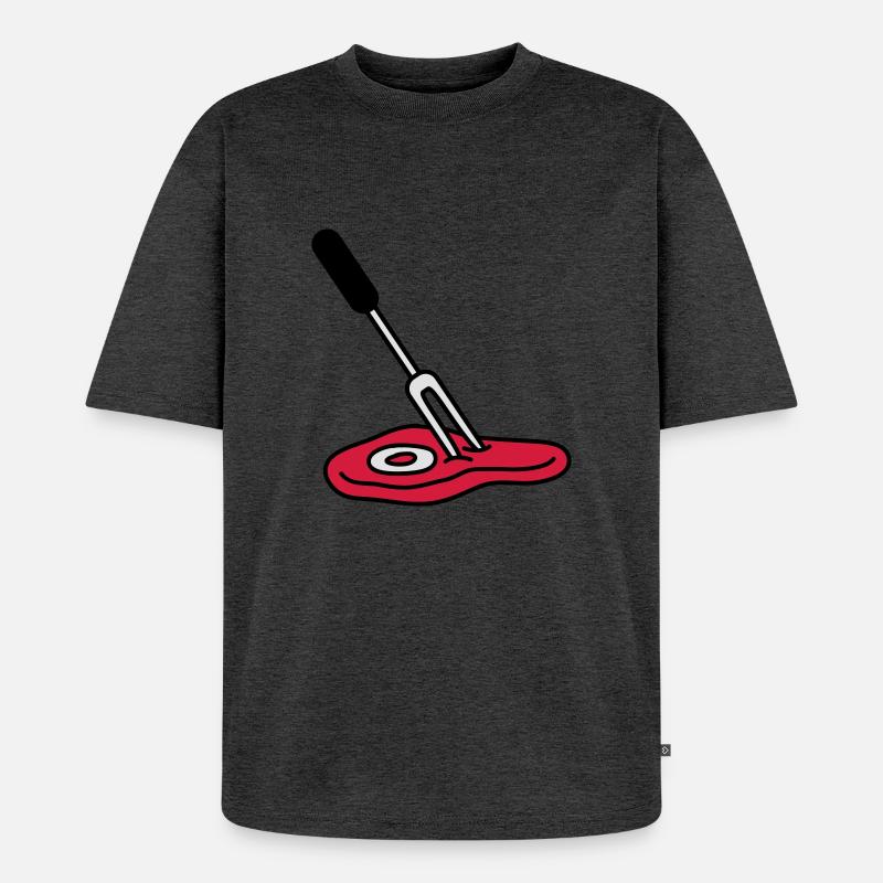 Barbecue Fork And Steak - T-shirt Premium bio oversize Unisexe - anthracite chiné