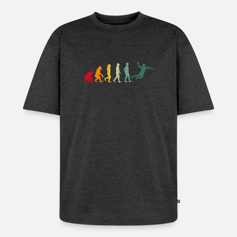 Handball Evolution Entwicklung Handballer retro - Unisex Premium Oversized Bio T-Shirt - Anthrazit meliert