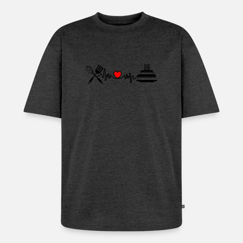 Cardio Herzfrequenz Küche 3 - Unisex Premium Oversized Bio T-Shirt - Anthrazit meliert