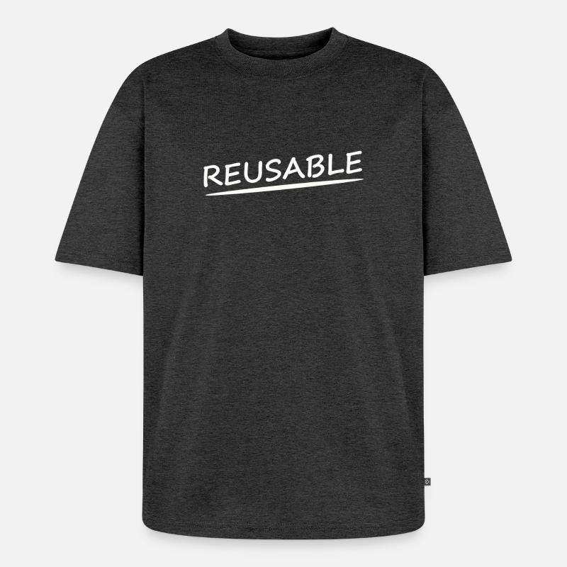 REUSABLE - Unisex Premium Oversized Bio T-Shirt - Anthrazit meliert