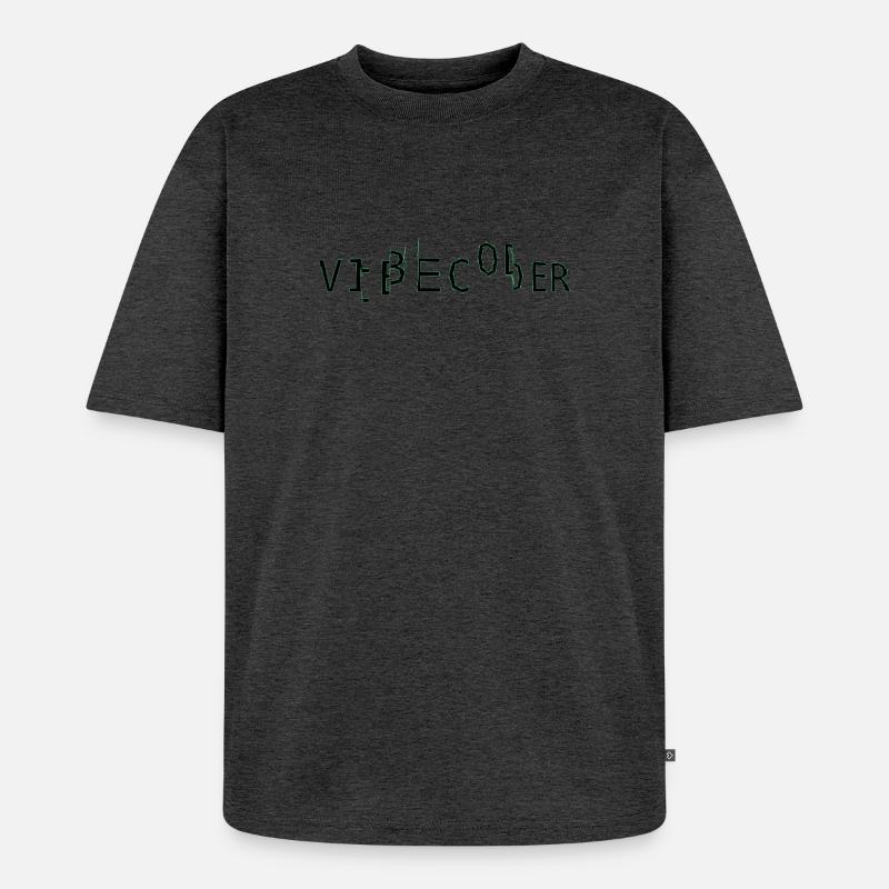 vibecoder_mono glitch - Unisex Premium Oversized Organic T-Shirt - heather anthracite