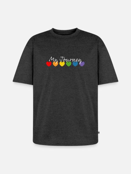 Rainbow heart my journey white - Unisex Premium Oversized Organic T-Shirt - heather anthracite