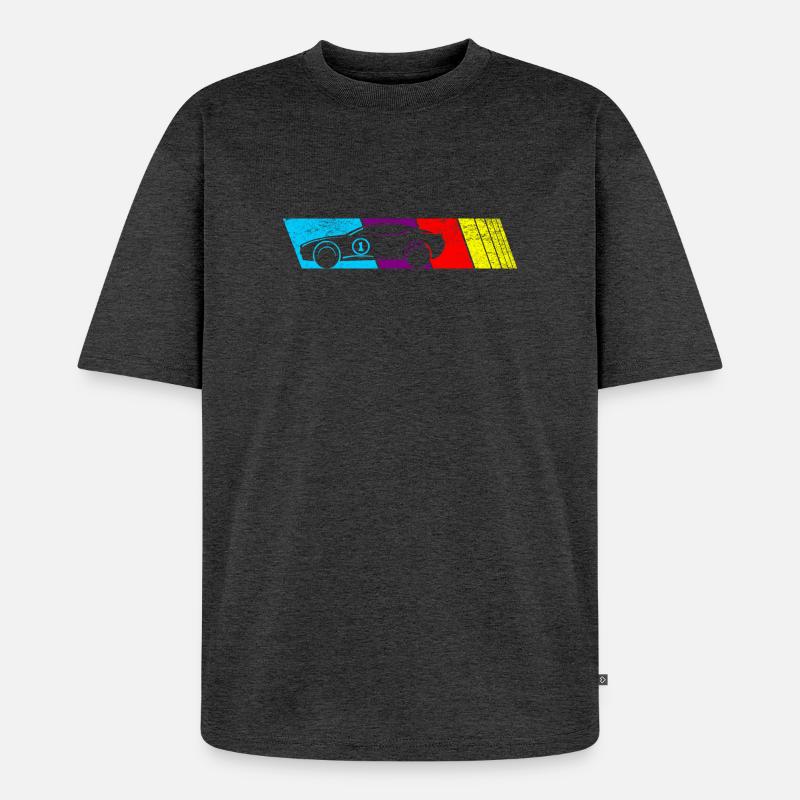 Abstrakte Farbexplosion Autodesign - Unisex Premium Oversized Bio T-Shirt - Anthrazit meliert