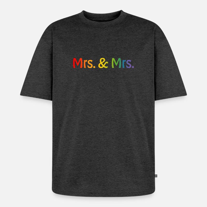Regenbogen Mrs and Mrs 1 - Unisex Premium Oversized Bio T-Shirt - Anthrazit meliert