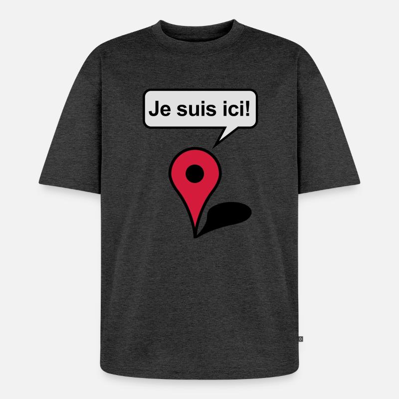 I am here! Google Maps - Unisex Premium Oversized Bio T-Shirt - Anthrazit meliert